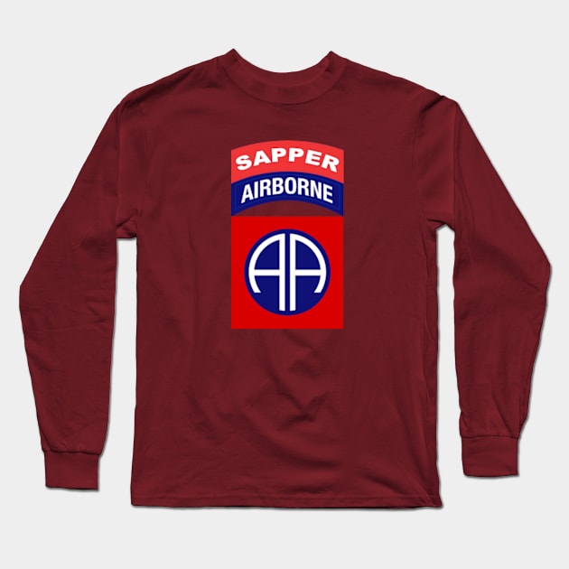 82nd Airborne Sapper Tab - Full Chest Long Sleeve T-Shirt by Desert Owl Designs